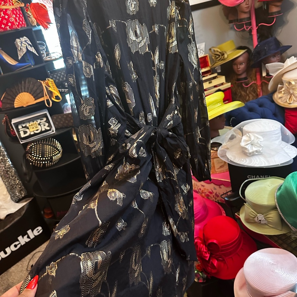 Express Black and Gold Long Sleeve Dress